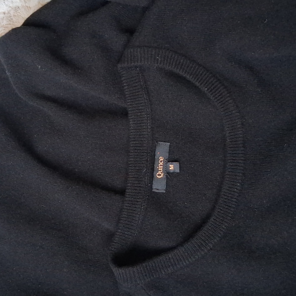 Quince 100% Mongolian Cashmere Maternity Crewneck Sweater Black M - Picture 6 of 8